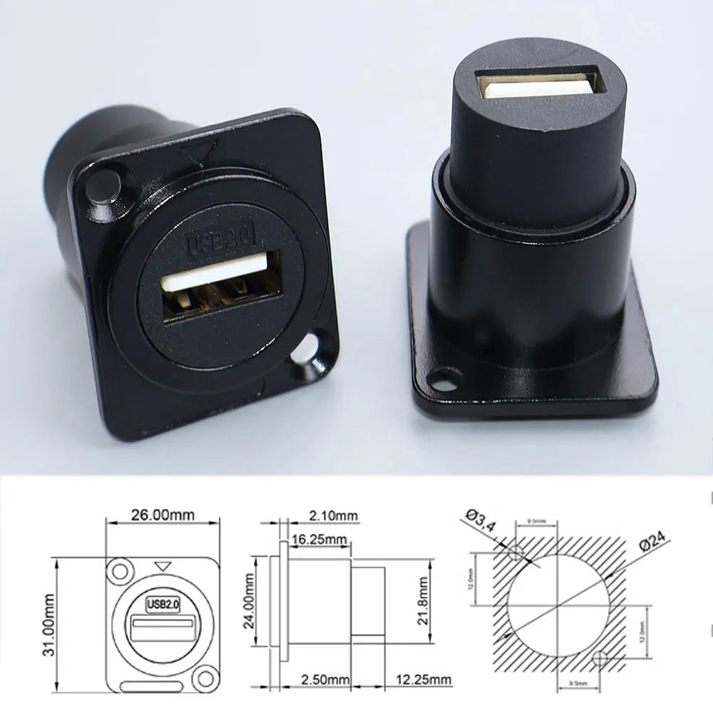 YanXI 1pc Round Socket Module D Type RJ45 Straight Through Network Type-C USB2.0 USB3.0 Connector Panel Mounting HDMI-Jack CAT6