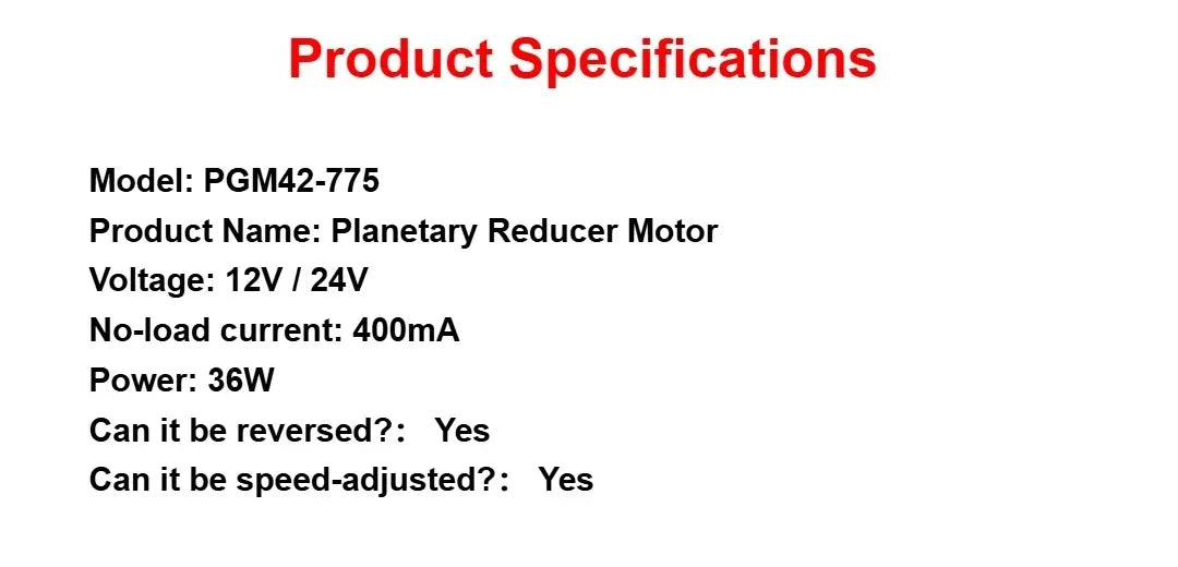PGM42-775 planetary reduction motor, with EU/US power supply, high power and low noise