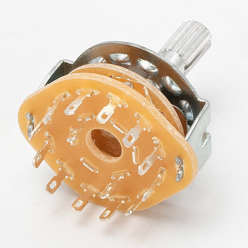 2PCS 20MM Metal Rotary Switch Selector 1P12T/2P6T/3P4T/4P3T M9X0.75 18 Teeth Knurl Shaft With Solder Terminals