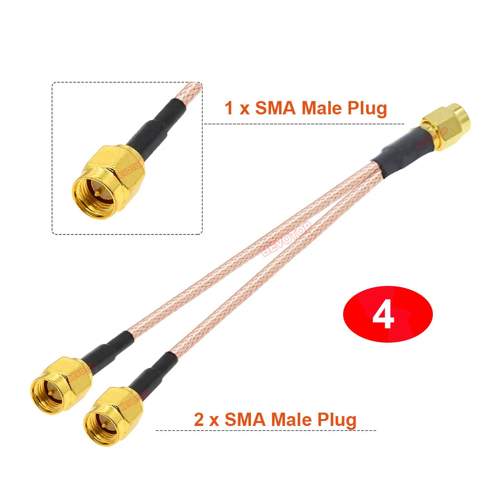 SMA Splitter RG316 2 Way Cable RP SMA Male Female to Dual SMA Male Female 2 X SMA Antenna Adapter Y Type Pigtail RF Coax Cable