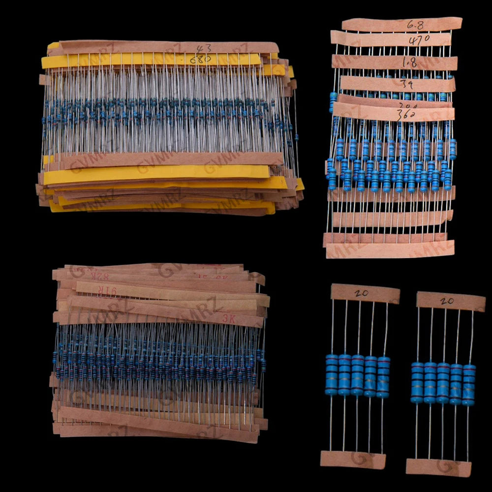130Values 156Values 1/4W 1/6W 1/2W 1W 2W Power Metal Film Resistor Kit 1R-10M Assortment Set 1ohm-10Mohm samples pack 1/4W