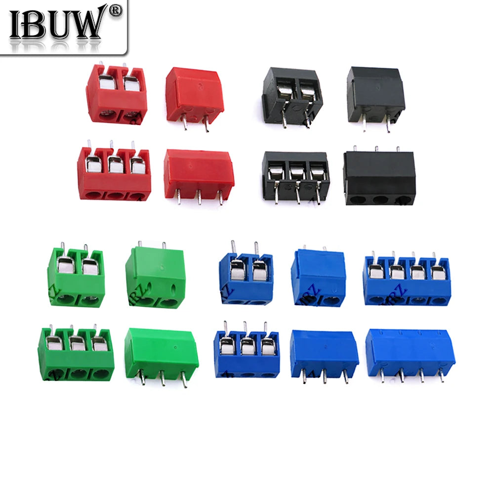 10PCS 5.0mm Blue Black PCB Terminal Block Connector Pitch 5.0mm KF301 Straight Pin 2P 3P Screw PCB Terminal Blocks Connector