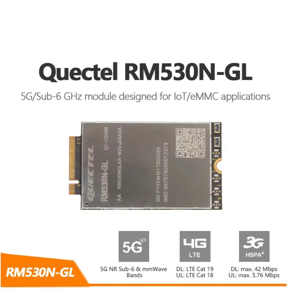 Quectel RM530N-GL 5G 4G 3G LTE-A Multi-mode Sub-6GHz mmWave 5G M.2 Module Multi-constellation GNSS Receiver 3GPP R16 4.5Gbps