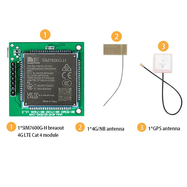 Global Certified SIM7600G-H 4G Development Board CE FCC ANATEL UKCA Approved 4G LTE+GNSS Module For Overseas IoT Asset Monitorin
