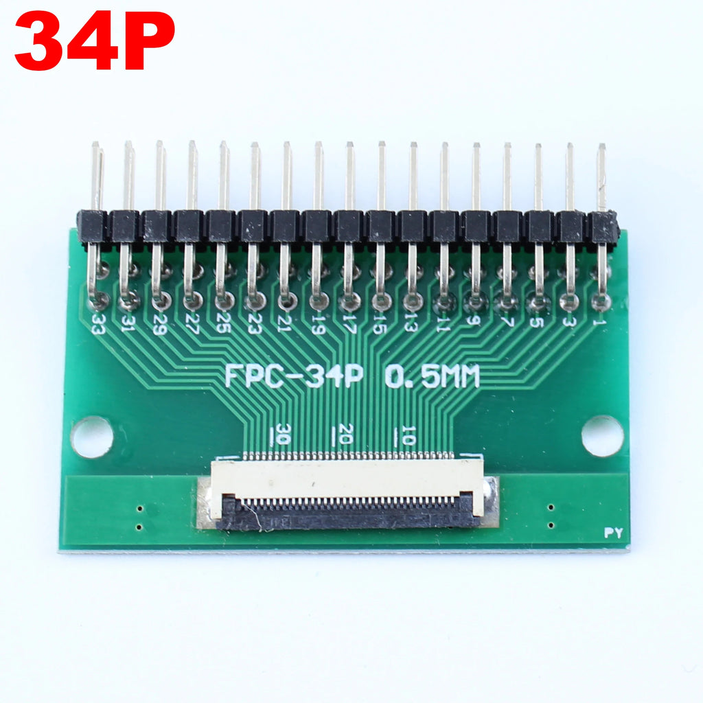 1pcs 4P-- 50P 0.5mm Pitch Connector SMT Adapter to 2.54mm 1.00 Inch Hole FPC FFC Cable Welded Board + Double Row Straight Pin