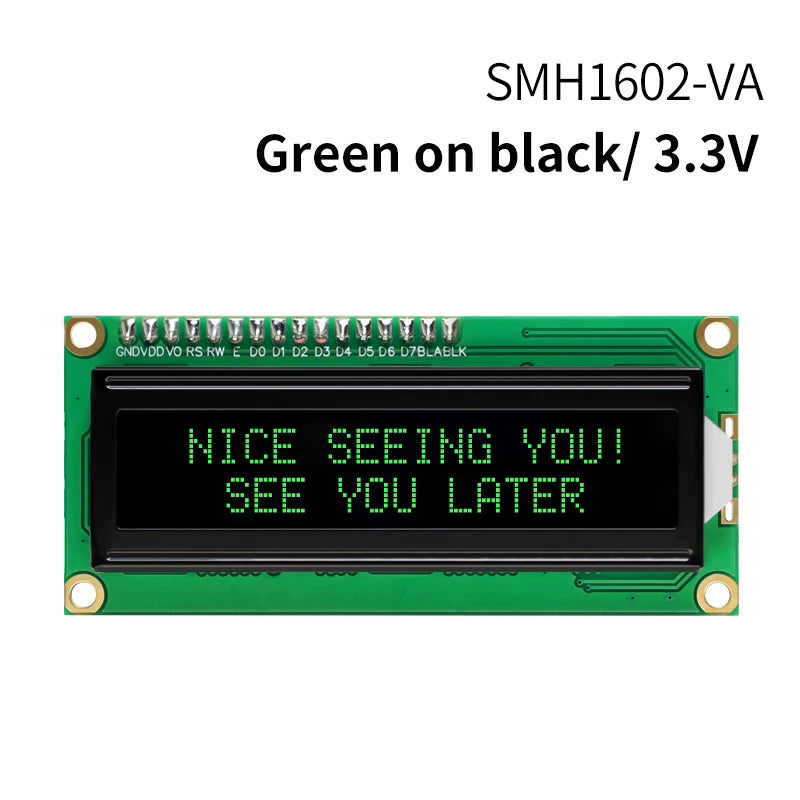 16x2 Character LCD Module Display Screen 162 LCM RED Green White Yellow VA Black Background 5V 3.3V for DIY Projects
