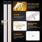 220V COB LED Strip Light With Switch/Dimmer Plug Super Bright 288LEDs/M IP65 3000K 4000K 6000K High Quality Indoor Outdoor Decor