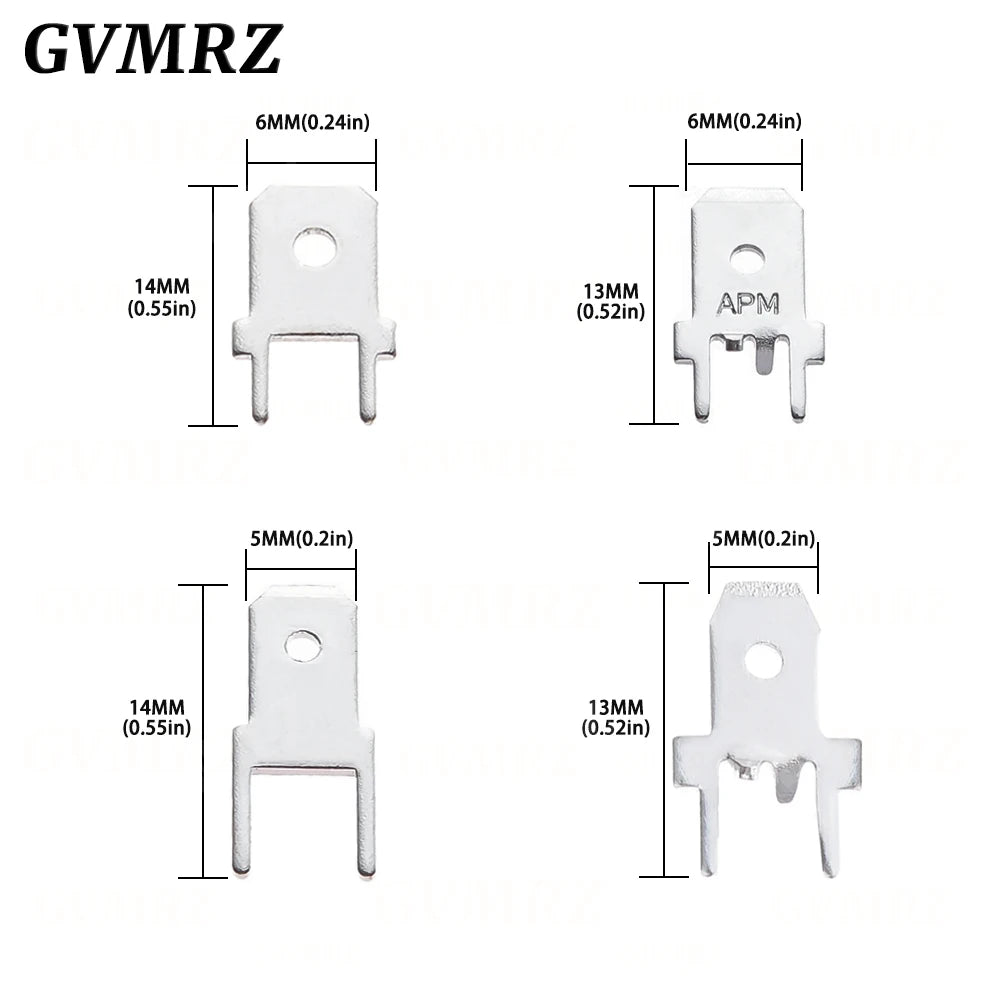 100PCS/lot  4.8mm 6.3mm PCB Spade Terminal Connector Cold Press Tab Solder Lug Male Crimp Terminal Plate for Circuit Board