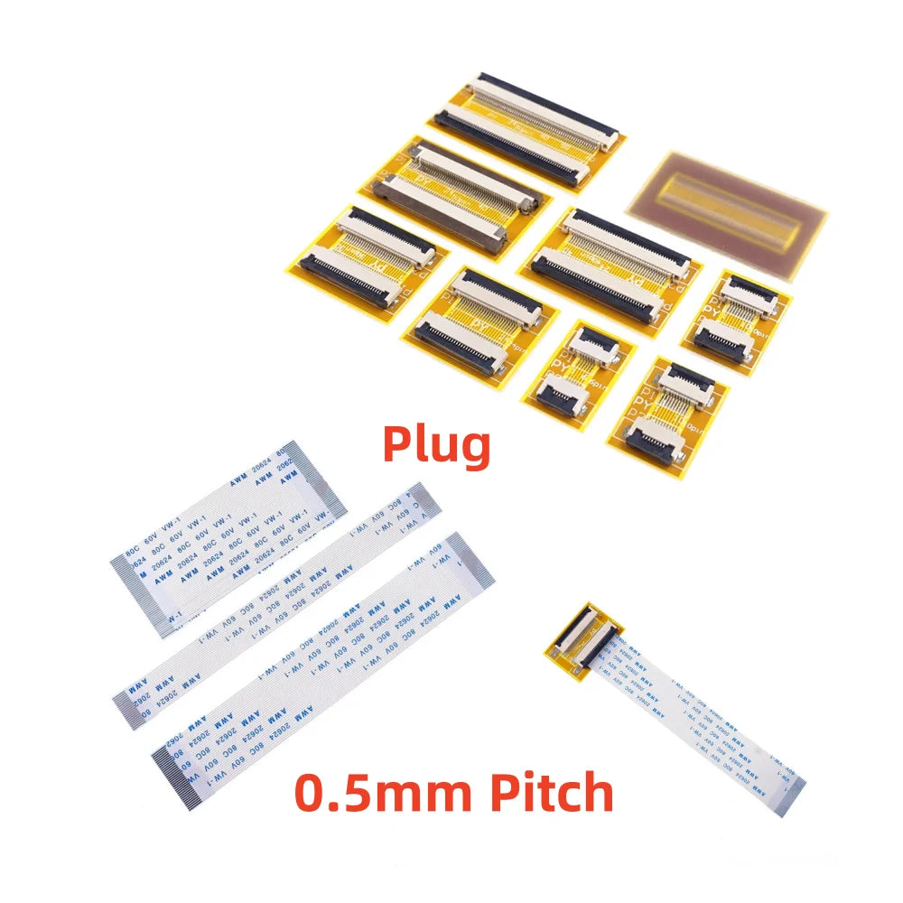 2 Sets 0.5mm Pitch FPC Cable Extension Board Adapter 6 8 10 12 14 16 20 22 24 30 32 34 36 40 45 50 54 60 Pin FFC Cable Same Side