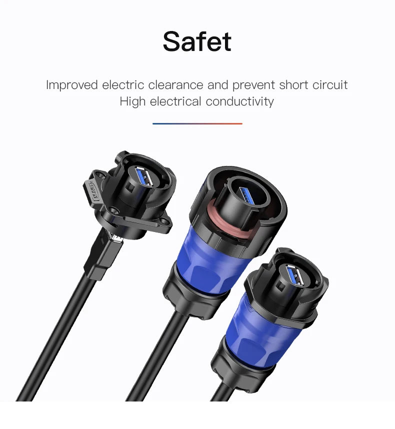 CNLINKO M24 USB 3.0 Panel Mount Waterproof Female Socket 1.8A IP68 5Gbps Data Connector Bayonet Lock for Industrial Automation