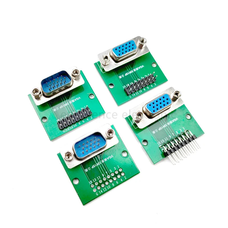 1/2/5pcs Vertical VGA D-sub DR15 Test Board with Screws, DIP 2.54mm Pitch Pin Header PCB Adapter Module, Male/Female Socket