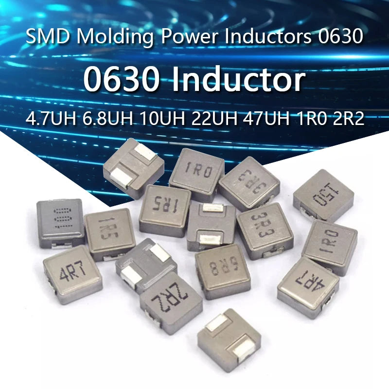 5-50PCS 0630 SMD Molding Power Inductors 0630 1UH 1.5UH 2.2UH 3.3UH 4.7UH 6.8UH 10UH 15UH 22UH 33UH 47UH 1R0 2R2 Power Inductor