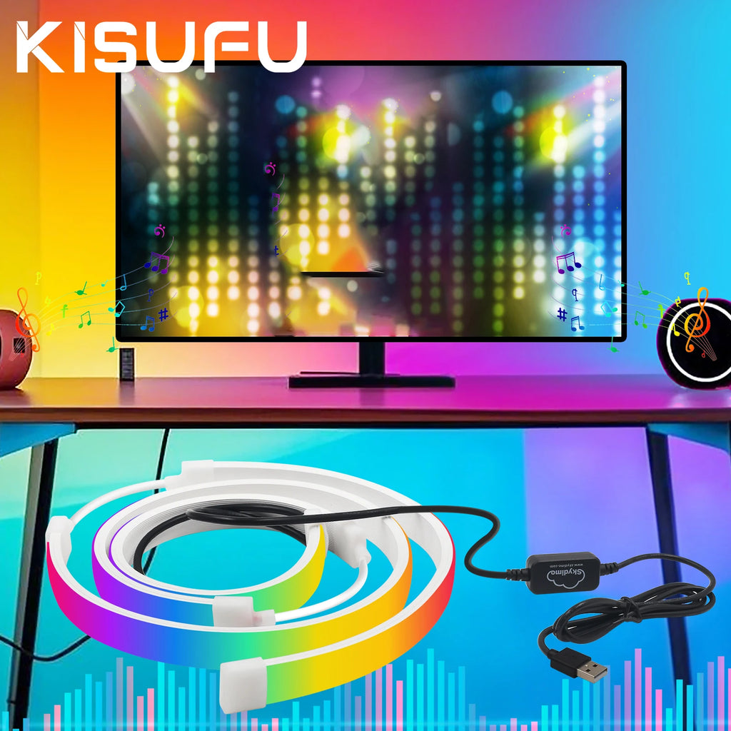 Skydimo RGB Gaming Lights Strip Music Game Sync Color 24" 27" 49" Computer Screen Amosphere Ambient Smart LED Neon Strip Light