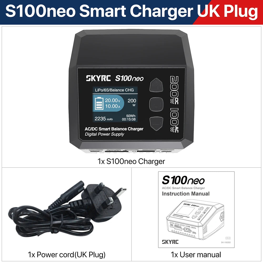 SkyRC S100neo Balance Charger AC/DC 12A Smart LiPo Battery RC Charger Discharger