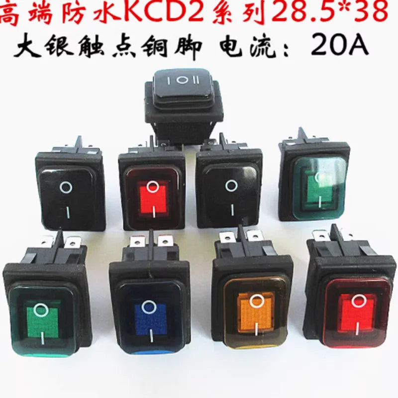 10pcs KCD2 2 ON-OFF ON-OFF-0N 4/6 pin heavy duty Sealed Waterproof Auto Boat Marine Rocker Switch with LED 15A 16A 20A 250V