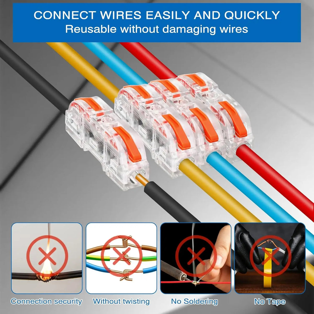 10/50 PCS Mini Fast Wiring Connectors Universal Compact Lever Crimp Splitter Electrical Conductors Push-in Home Terminal Block