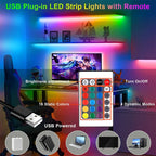 RGB LED Strip Light USB IR Remote Control Music Sync Flexible Self Adhesive Lamp DIY Ornament For Gaming Room Party Decoration