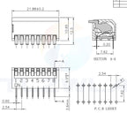 10PCS Slide Type Switch Module 1 2 3 4 5 6 7 8 9 10 12 Bit 2.54mm Position Way DIP Red Blue Pitch Toggle Switch Red Snap Switch