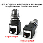 BYXGD M12 X-Code 8Pin A-Code D-Code 4Pin to RJ45 Panel Mount Adapter IP67 Waterproof Ethernet Connector Straight Angled Type