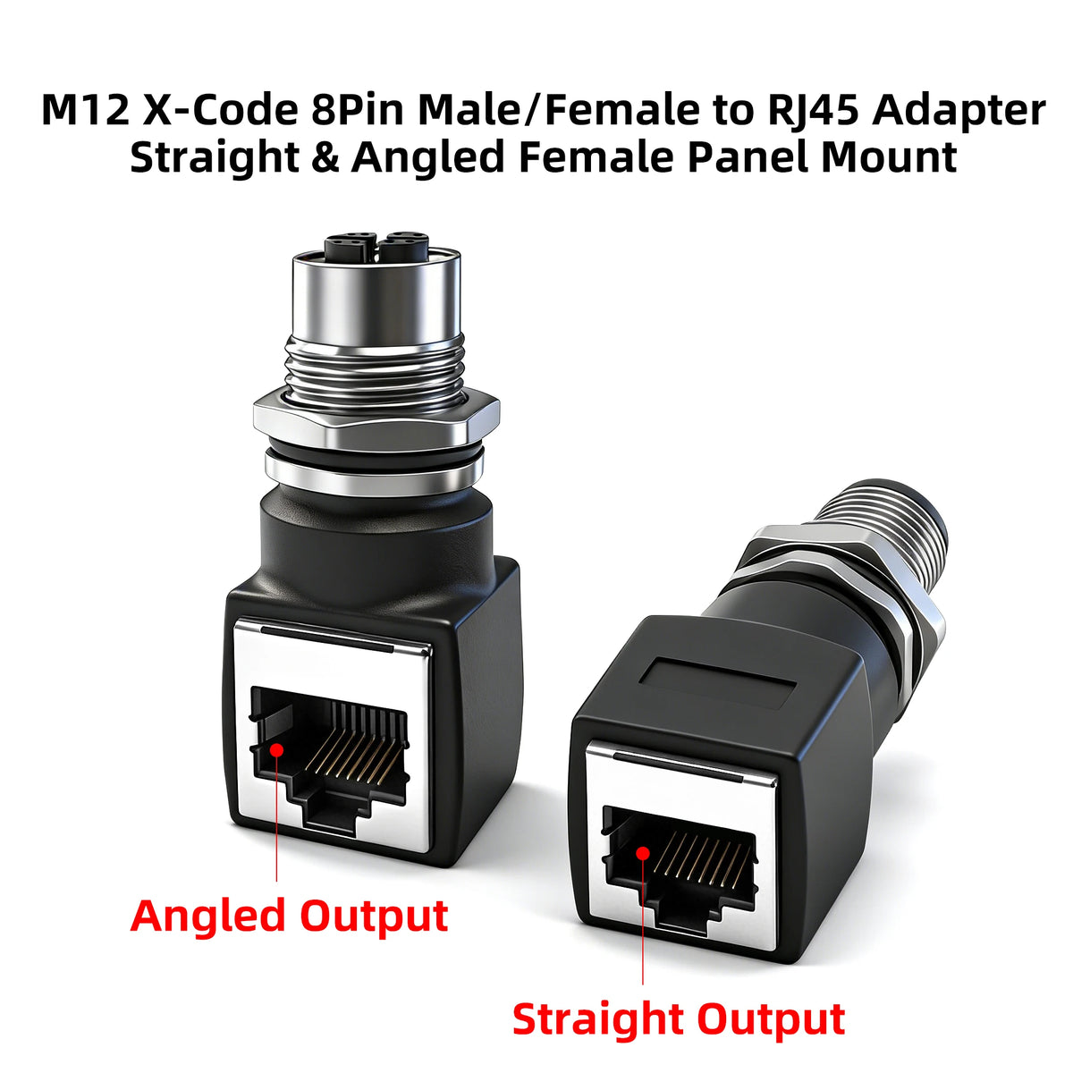 BYXGD M12 X-Code 8Pin A-Code D-Code 4Pin to RJ45 Panel Mount Adapter IP67 Waterproof Ethernet Connector Straight Angled Type
