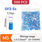 500PCS Fork Crimp Terminal M4/M5/M6 Spade Plugs Pre-insulated Ferrules Lugs For Splice Electricals Cable Wire End Connectors