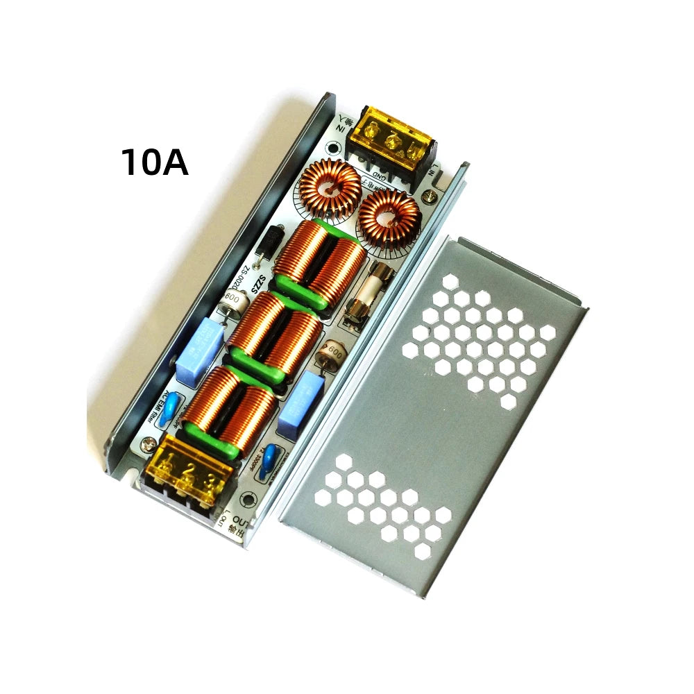 110V 220V AC EMI Filter 6A 10A 4Stage EMI Filter Audio Amplifier Power Purifier Current Sound Pulse Surge & Lightning Protection