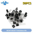 50pcs Transistors BC547 BC557 Each 25pcs BC547B BC557B NPN PNP Triode Transistor DIY Electronic Kit