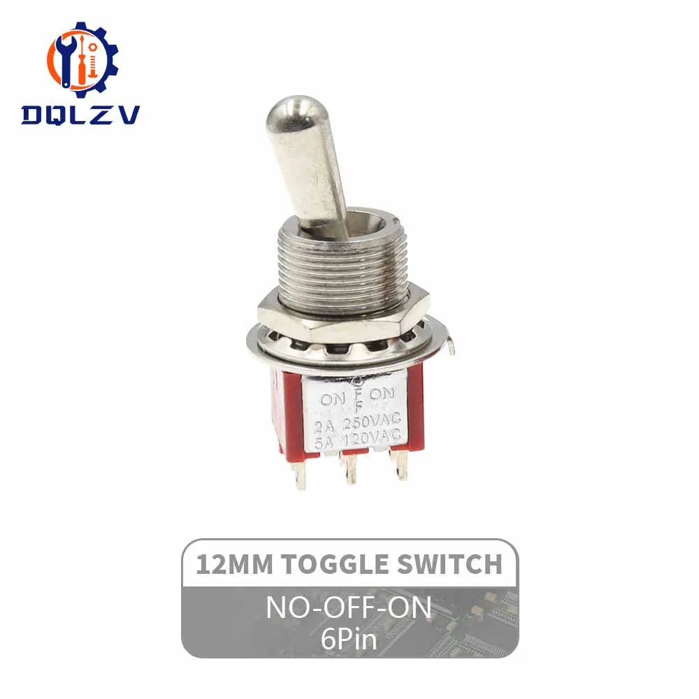Red Mini 3pin 6pin 6mm 2/3 Position Self-resetting Toggle Switches ON-(ON)DPDT Mini Toggle Switches 6A/125V 3A/250V MTS