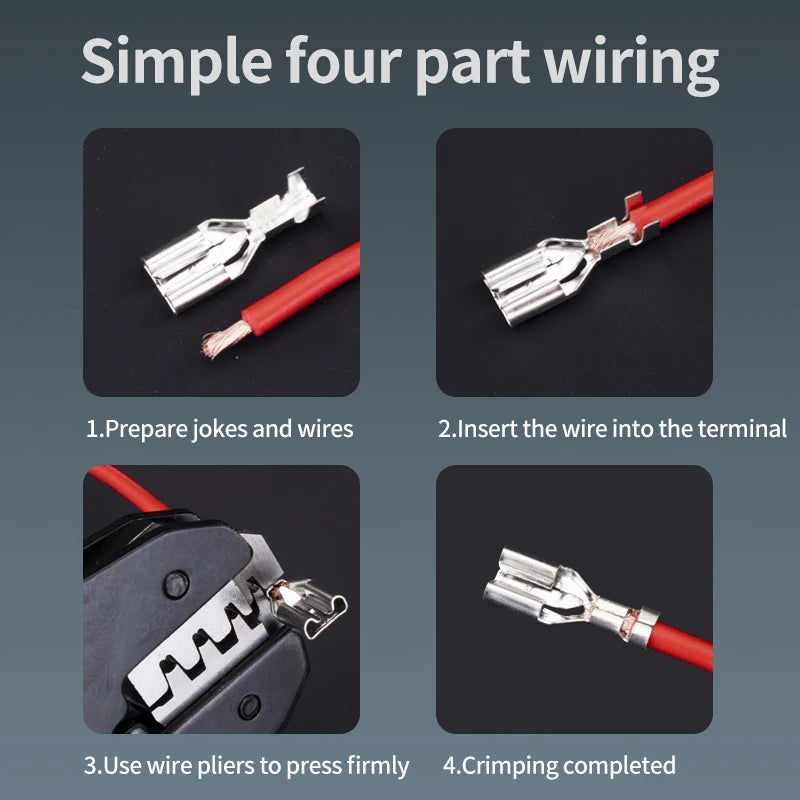 Locking plug spring terminal block 4.8/6.3Snap on self-locking insertion and extraction of cold pressed terminals 50/100 set