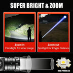 High Strong Power LED Flashlights USB Rechargeable Magnetic Tactical Torch With COB Side Light Camping Fishing Zoom Lantern