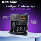 KOSHARE Smart Battery Charger for Rechargeable Ni-MH Ni-CD AA AAA 9V Batteries 18650/16340/26650 14500/21700 Lithium-ion Battery