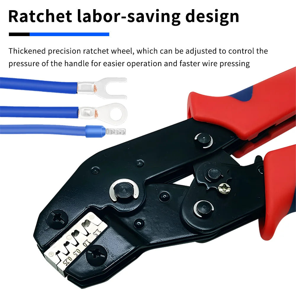 Electrician Pressed Pliers Crimping Tool with Interchangeable Dies Ratcheting Wire Crimper for Electrical Terminals Connector