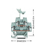 WAGO 280‑519 Double‑Deck DIN Rail Terminal Block 4‑Position 2.5mm² 20A Cage Clamp Spring Connector Gray