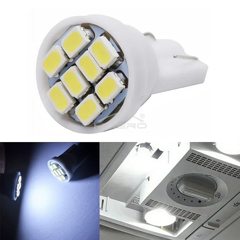 10Pcs Car Driving Led 8Smd 1206 Auto Interior Dome Reading Light Wedge Lighting DC 12V White Cob Bulb Dashboard Lamp Turn Signal