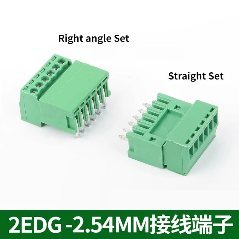 10Pairs 15EDG 2.54 mm KF2EDG PCB Screw Terminal Block Connector Right Angle/ Straight Needle Plug Pin Header Socket 2-12 Pin