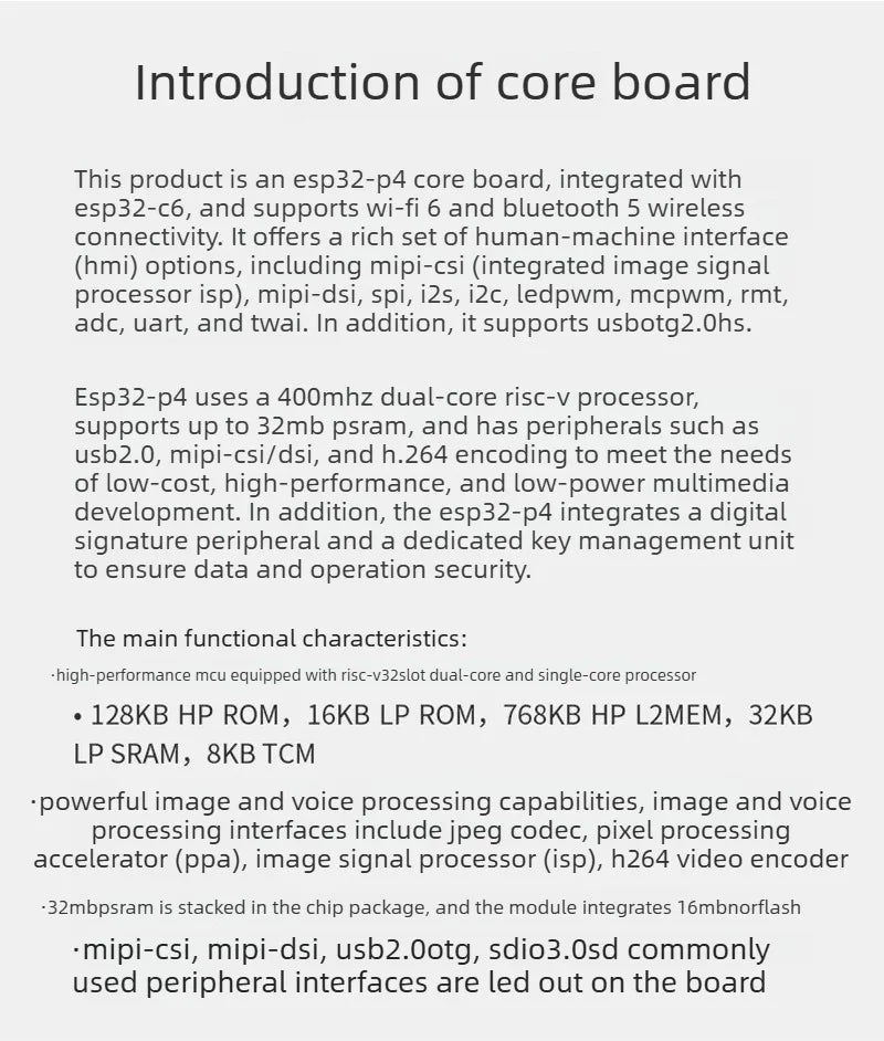 ESP32 P4 Development Board Dual Core RISC V with Ethernet Camera Interface DSI Display for High Performance IoT AI