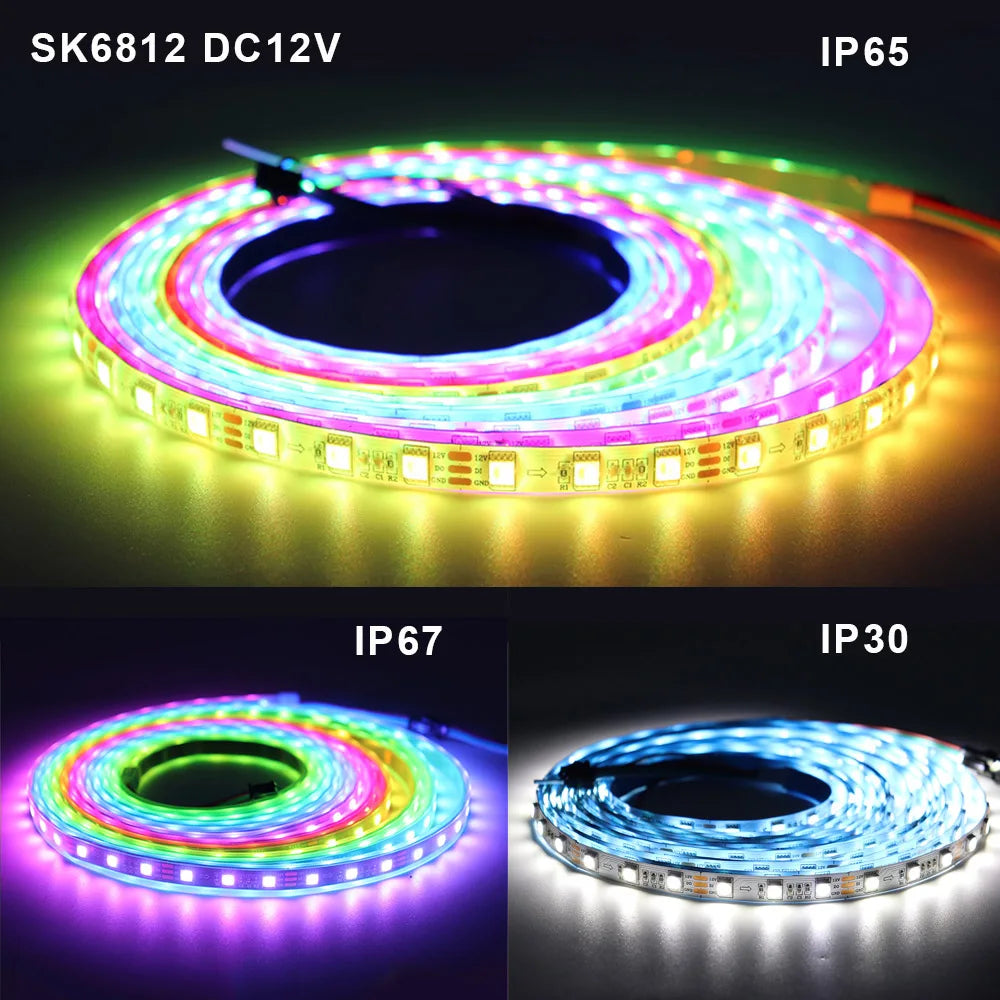 SK6812 WS2814 Led Strip 5050SMD 4 IN 1 60Leds/Pixels/M Individual Addressable Strip RGBW NW WW IP30/65/67 DC5V 12V 24V
