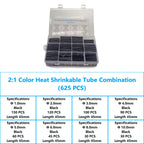 127-800 Pcs Boxed Heat Resistant Tubing Heat Shrinkable Tubing Heat Shrink Packaging Kit Electrical Connection Cable Protection