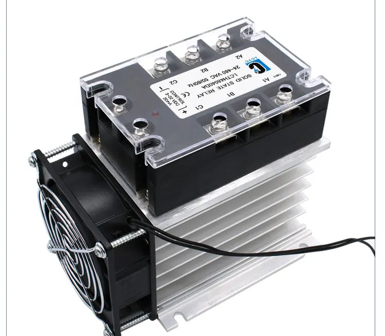 LCTC Three Phase Solid State Relay SSR Zero Cross 3-phase Load Relay 3-32VDC Control With Radiator 380V10A 25A 40A 60A 80A 100A