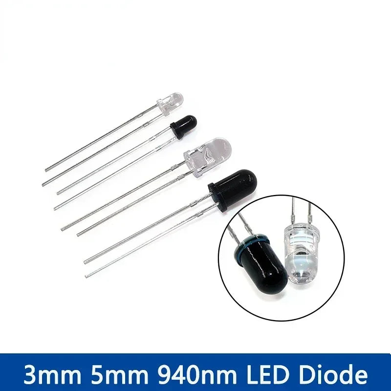 20/40PCS 3mm & 5mm 940nm LEDs Infrared Emitter and IR Receiver Diode Diodes Kit - for Remote Control Applications ,arduino