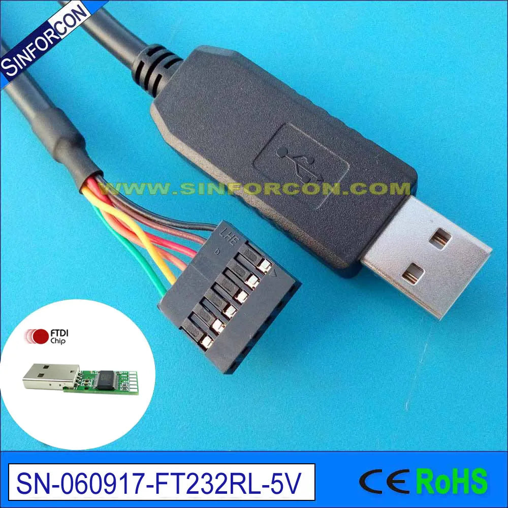 TTL-232R-3V3/5V Download Cable FTDI USB UART TTL 6 Way 0.1" Pin Header Debug Cable 1329311 BBB Beagle Bone Flash Cable
