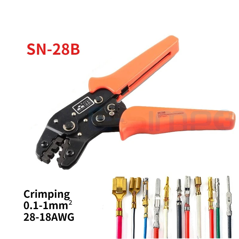 SN-28B JST Dupont Crimping Pliers Tool 0.1-1mm² 28-18AWG 2.54mm Dupont Cable Jumper Wire Pin Header Housing Terminals Clamp Kit