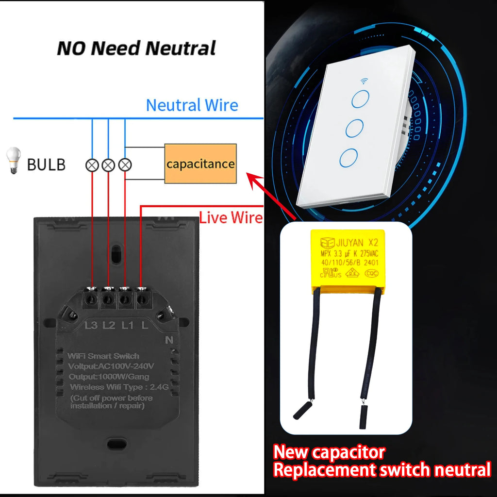 2.2uF X2 Safety Capacitor 275VAC Polypropylene Film for DC AC Pulse Circuits Smart Home Appliance Power Supply Stable P