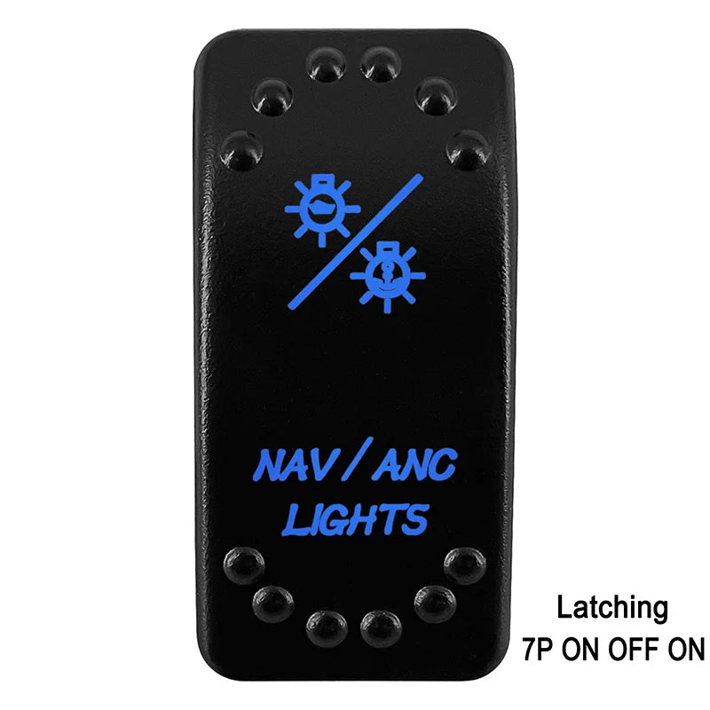 Waterproof Rocker Switch with Blue LED | 12V/24V Latching & Momentary (SPST/ DPDT) | for Marine, UTV, ATV, RZR, Automotive