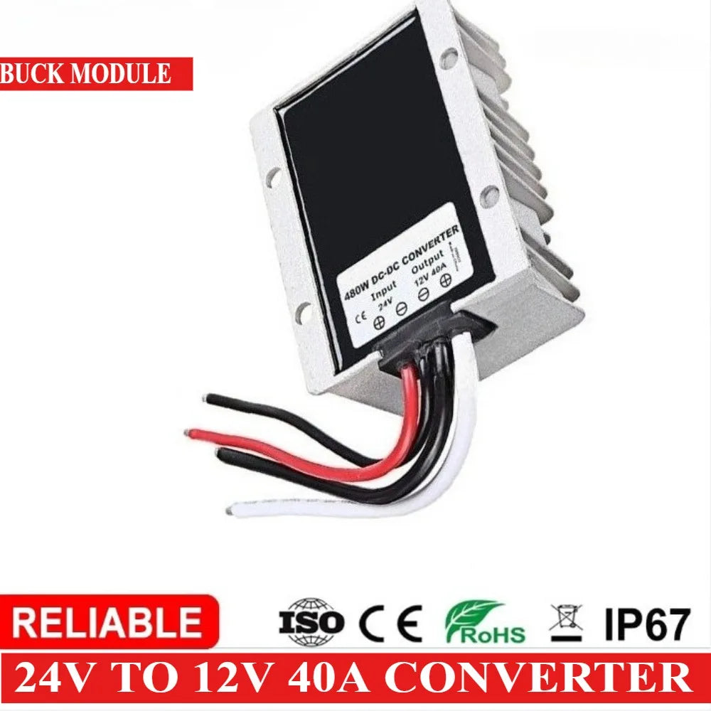 24V to 12V 30A 40A DC Step Down Converter Voltage 24 Volt to 12 Volt 480W 5A-40A Car Buck Regulator Reliable Product CE ROHS