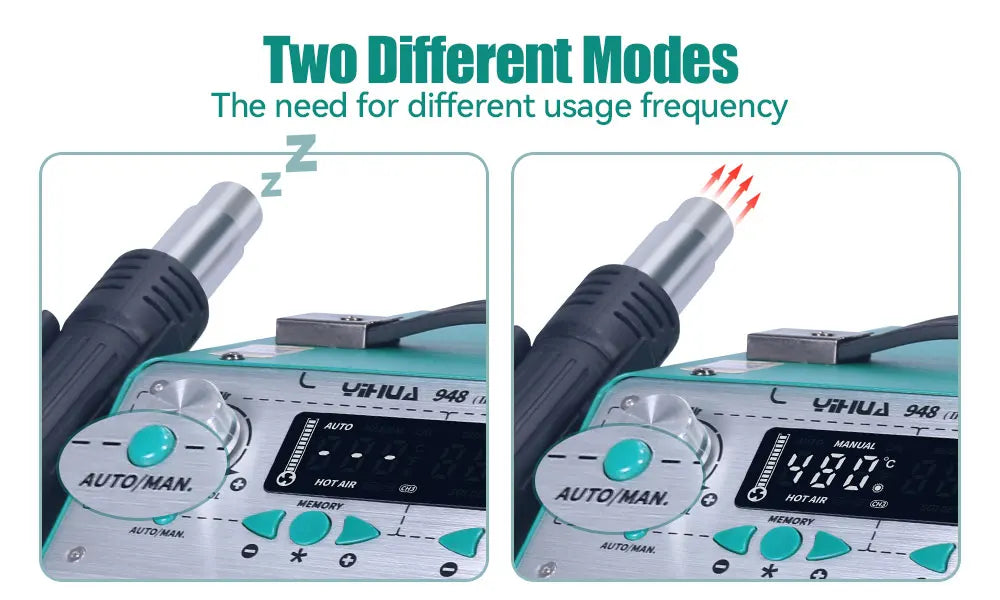 YIHUA 948-II Suction Tin Gun Desoldering Station Hot Air Gun Soldering Iron Suction Pen 4 IN 1 Intelligent Soldering Station