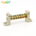 DIN Rail Terminal Block High Bridge Type Ground Bar 5/7/10/12 Holes Electrical Connector Distribution Box Neutral Terminal