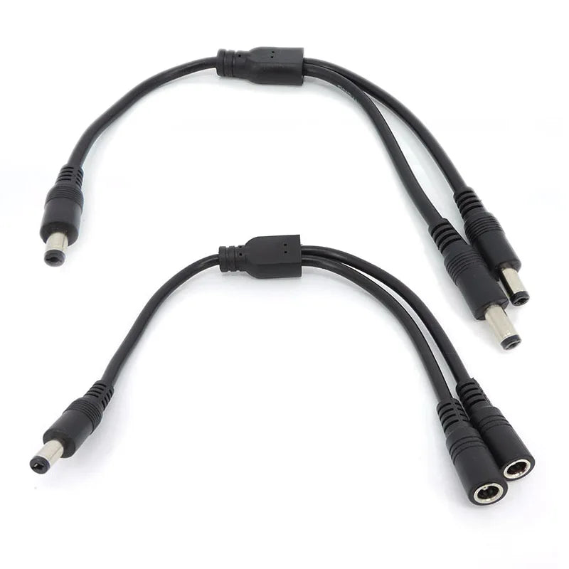 10A 18awg 19V 24V 12V 2 Way DC 1 Male to 2 Male Female Splitter Connector Power Supply Adapter Extension Cable 5.5x2.1mm Plug M