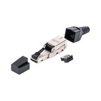 Linkwylan 150 Degree Bendable Angled RJ45 Termination Plug Cat 6A Field Connector Shielded Toolless Quick Installation