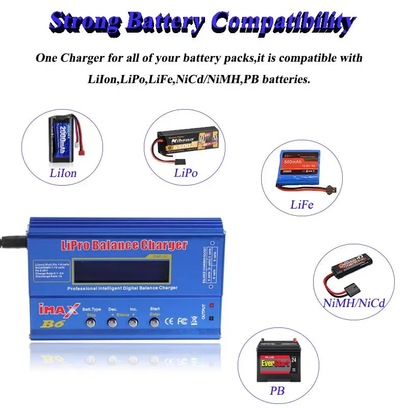iMAX B6 80W Battery Charger Lipo NiMh Li-ion Ni-Cd Digital Lipro Balance Charger Discharger 1-6S for RC FPV Drone Airplane Car